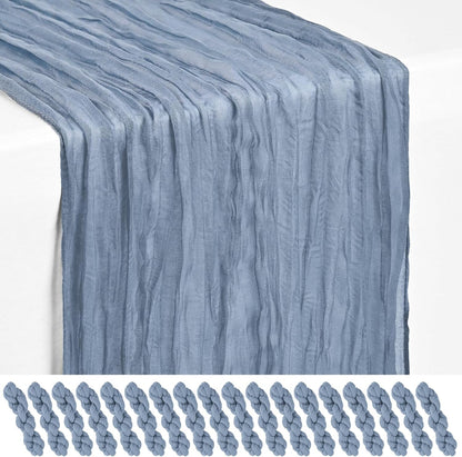 18 Pack Light Yellow Cheesecloth Table Runners, 17 x 108 Inches | Soft polyester gauze,natural wrinkled texture,reinforced edges,reusable,machine washable,weddings,baby showers