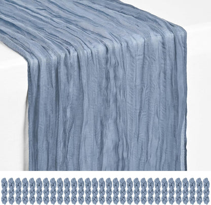 18 Pack Light Yellow Cheesecloth Table Runners, 17 x 108 Inches | Soft polyester gauze,natural wrinkled texture,reinforced edges,reusable,machine washable,weddings,baby showers