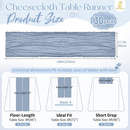 18 Pack Light Yellow Cheesecloth Table Runners, 17 x 108 Inches | Soft polyester gauze,natural wrinkled texture,reinforced edges,reusable,machine washable,weddings,baby showers