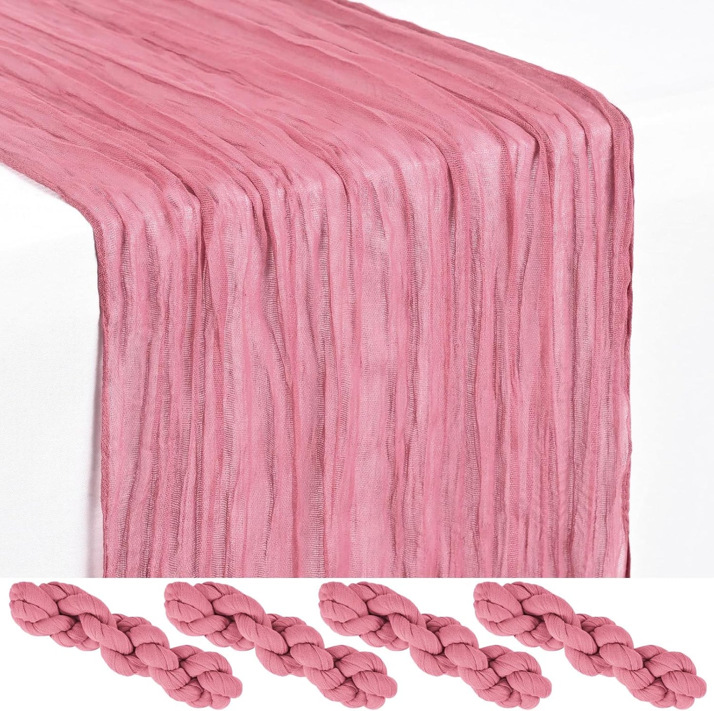 18 Pack Light Yellow Cheesecloth Table Runners, 17 x 108 Inches | Soft polyester gauze,natural wrinkled texture,reinforced edges,reusable,machine washable,weddings,baby showers