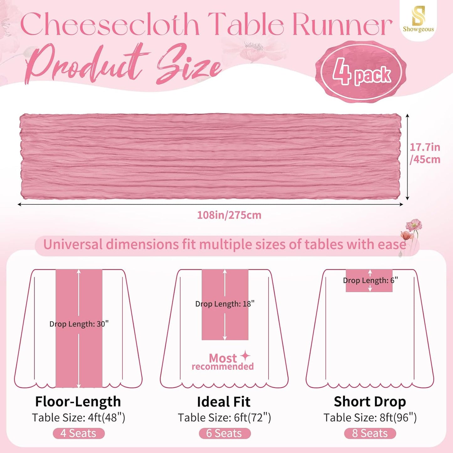 18 Pack Light Yellow Cheesecloth Table Runners, 17 x 108 Inches | Soft polyester gauze,natural wrinkled texture,reinforced edges,reusable,machine washable,weddings,baby showers