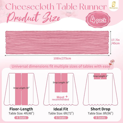 18 Pack Light Yellow Cheesecloth Table Runners, 17 x 108 Inches | Soft polyester gauze,natural wrinkled texture,reinforced edges,reusable,machine washable,weddings,baby showers