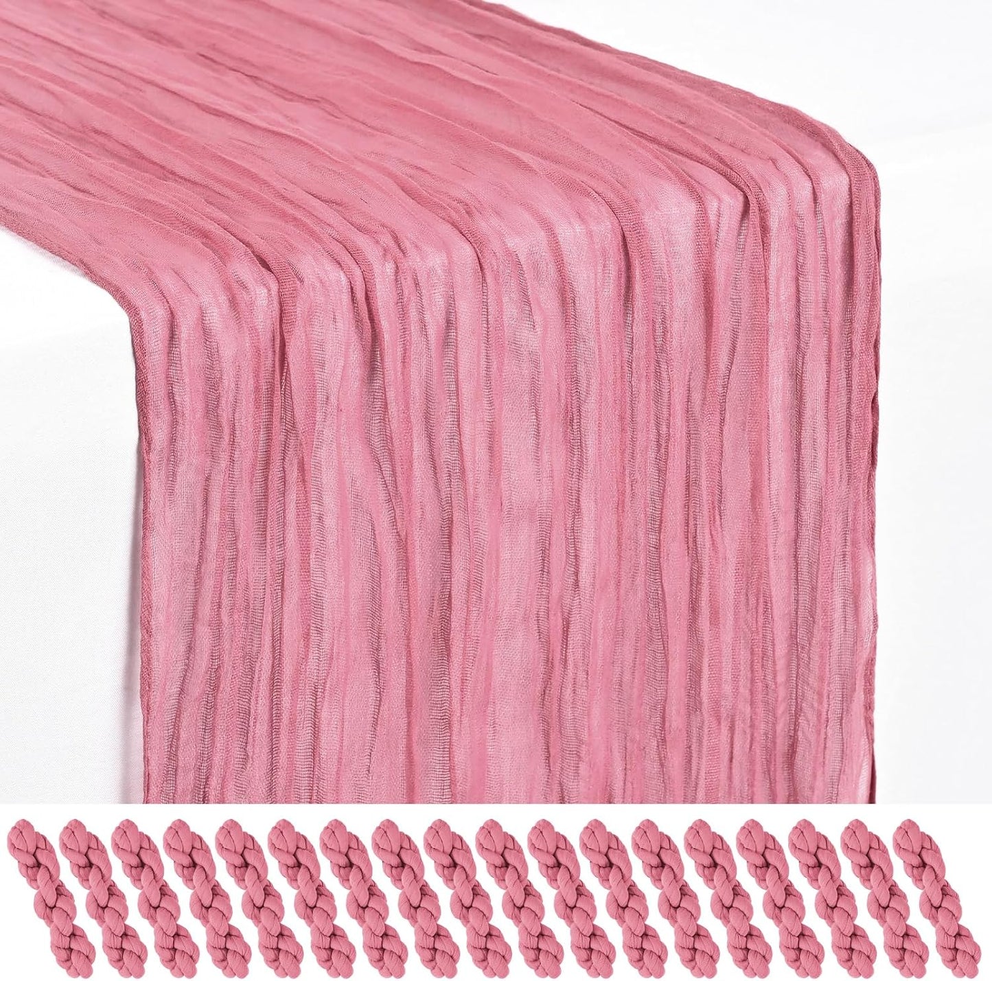 18 Pack Light Yellow Cheesecloth Table Runners, 17 x 108 Inches | Soft polyester gauze,natural wrinkled texture,reinforced edges,reusable,machine washable,weddings,baby showers