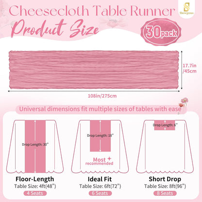 18 Pack Light Yellow Cheesecloth Table Runners, 17 x 108 Inches | Soft polyester gauze,natural wrinkled texture,reinforced edges,reusable,machine washable,weddings,baby showers