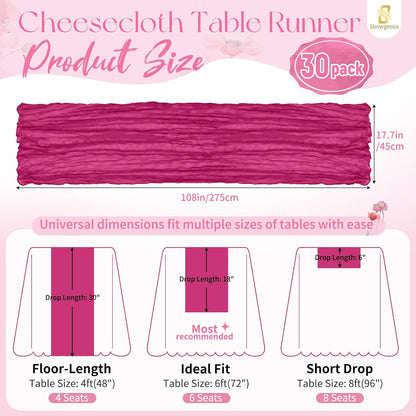 18 Pack Light Yellow Cheesecloth Table Runners, 17 x 108 Inches | Soft polyester gauze,natural wrinkled texture,reinforced edges,reusable,machine washable,weddings,baby showers