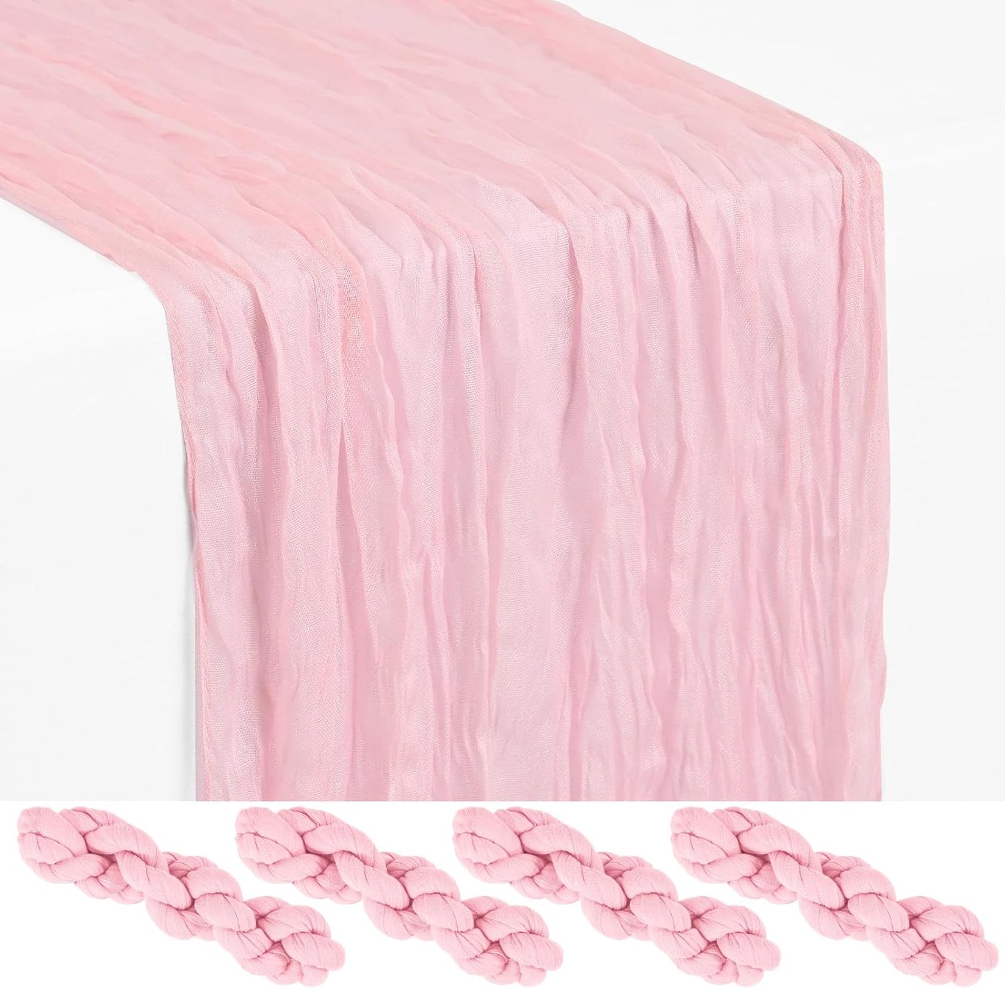 18 Pack Light Yellow Cheesecloth Table Runners, 17 x 108 Inches | Soft polyester gauze,natural wrinkled texture,reinforced edges,reusable,machine washable,weddings,baby showers