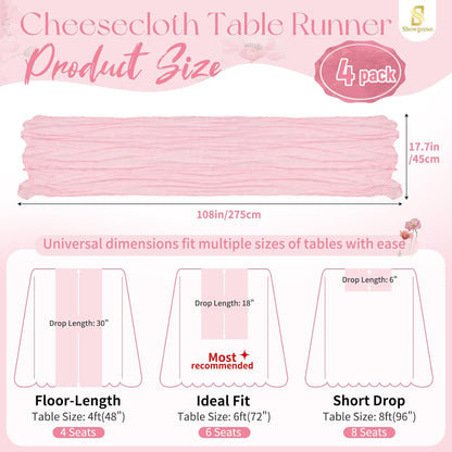 18 Pack Light Yellow Cheesecloth Table Runners, 17 x 108 Inches | Soft polyester gauze,natural wrinkled texture,reinforced edges,reusable,machine washable,weddings,baby showers