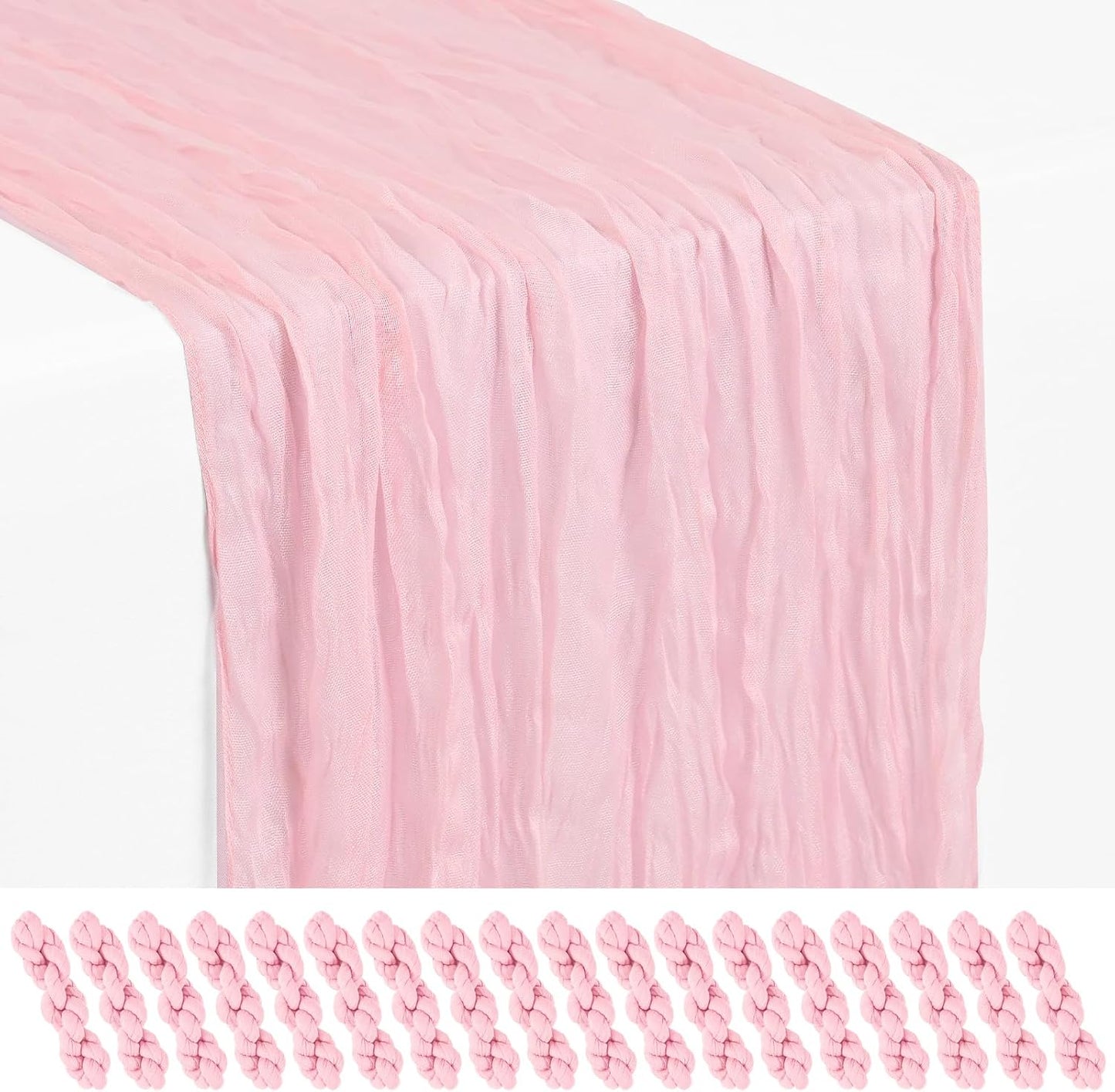 18 Pack Light Yellow Cheesecloth Table Runners, 17 x 108 Inches | Soft polyester gauze,natural wrinkled texture,reinforced edges,reusable,machine washable,weddings,baby showers