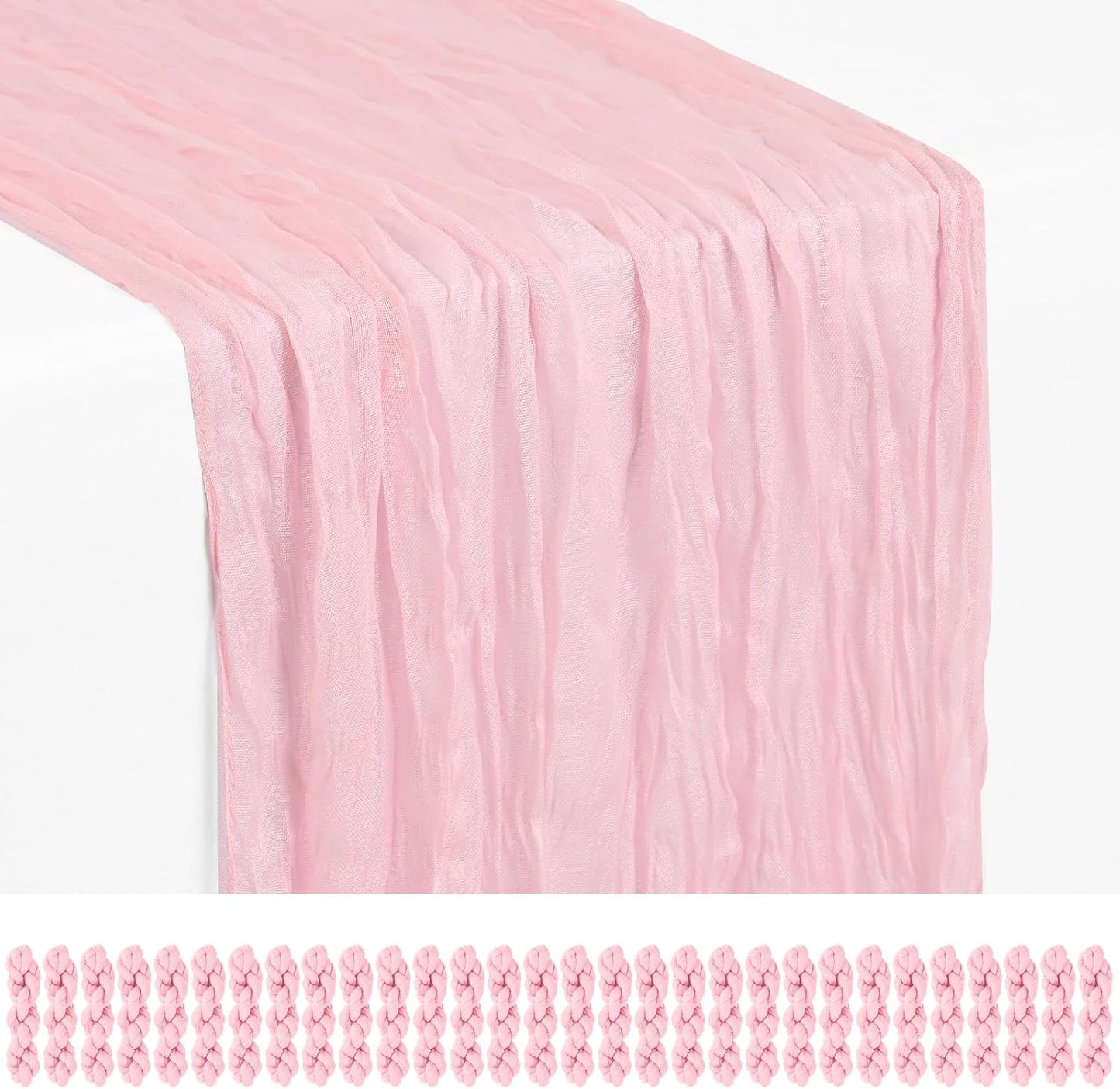 18 Pack Light Yellow Cheesecloth Table Runners, 17 x 108 Inches | Soft polyester gauze,natural wrinkled texture,reinforced edges,reusable,machine washable,weddings,baby showers