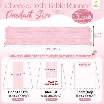 18 Pack Light Yellow Cheesecloth Table Runners, 17 x 108 Inches | Soft polyester gauze,natural wrinkled texture,reinforced edges,reusable,machine washable,weddings,baby showers