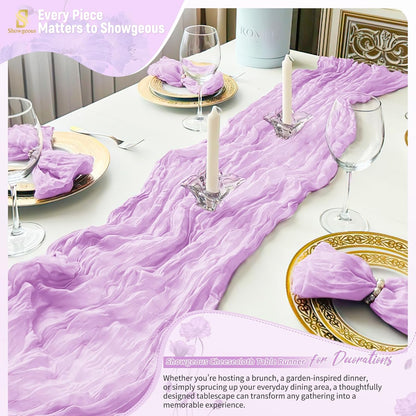 18 Pack Light Yellow Cheesecloth Table Runners, 17 x 108 Inches | Soft polyester gauze,natural wrinkled texture,reinforced edges,reusable,machine washable,weddings,baby showers