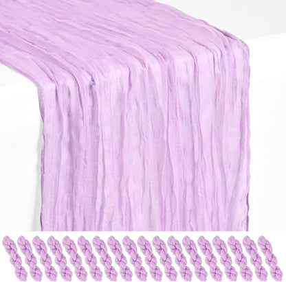 18 Pack Light Yellow Cheesecloth Table Runners, 17 x 108 Inches | Soft polyester gauze,natural wrinkled texture,reinforced edges,reusable,machine washable,weddings,baby showers