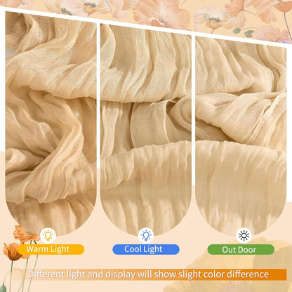 18 Pack Light Yellow Cheesecloth Table Runners, 17 x 108 Inches | Soft polyester gauze,natural wrinkled texture,reinforced edges,reusable,machine washable,weddings,baby showers