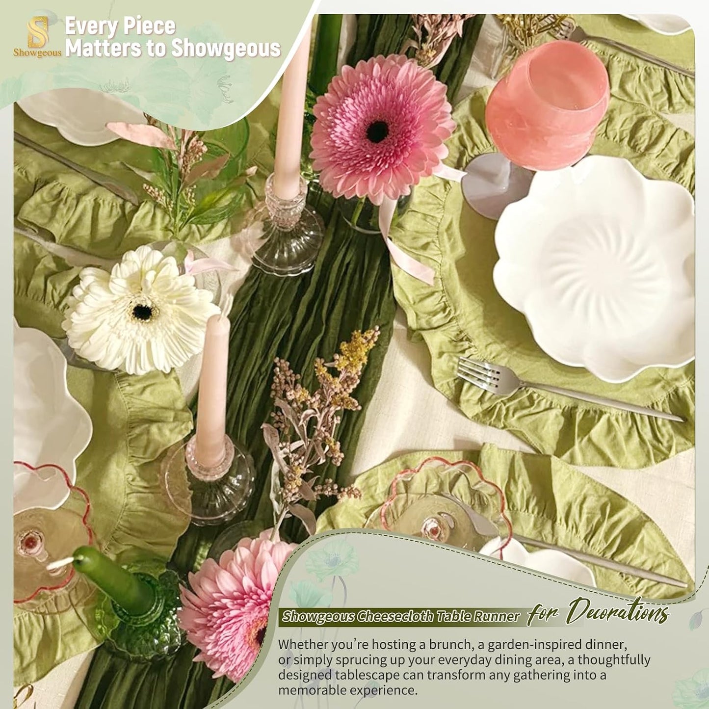 18 Pack Light Yellow Cheesecloth Table Runners, 17 x 108 Inches | Soft polyester gauze,natural wrinkled texture,reinforced edges,reusable,machine washable,weddings,baby showers