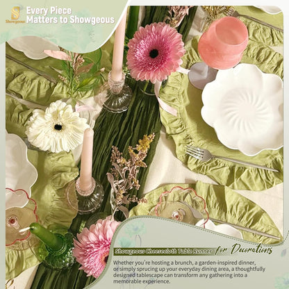 18 Pack Light Yellow Cheesecloth Table Runners, 17 x 108 Inches | Soft polyester gauze,natural wrinkled texture,reinforced edges,reusable,machine washable,weddings,baby showers