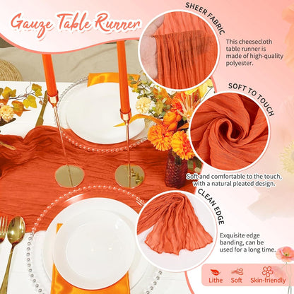 18 Pack Light Yellow Cheesecloth Table Runners, 17 x 108 Inches | Soft polyester gauze,natural wrinkled texture,reinforced edges,reusable,machine washable,weddings,baby showers