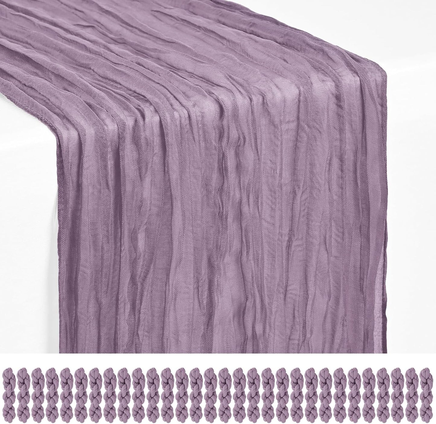 18 Pack Light Yellow Cheesecloth Table Runners, 17 x 108 Inches | Soft polyester gauze,natural wrinkled texture,reinforced edges,reusable,machine washable,weddings,baby showers