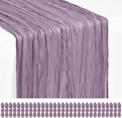 18 Pack Light Yellow Cheesecloth Table Runners, 17 x 108 Inches | Soft polyester gauze,natural wrinkled texture,reinforced edges,reusable,machine washable,weddings,baby showers