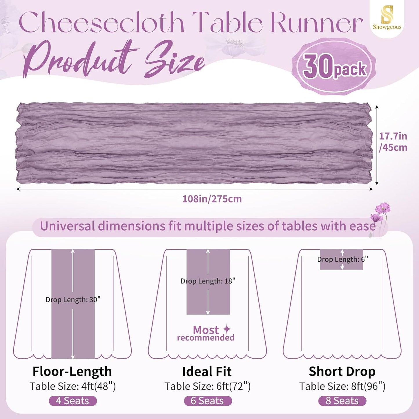 18 Pack Light Yellow Cheesecloth Table Runners, 17 x 108 Inches | Soft polyester gauze,natural wrinkled texture,reinforced edges,reusable,machine washable,weddings,baby showers