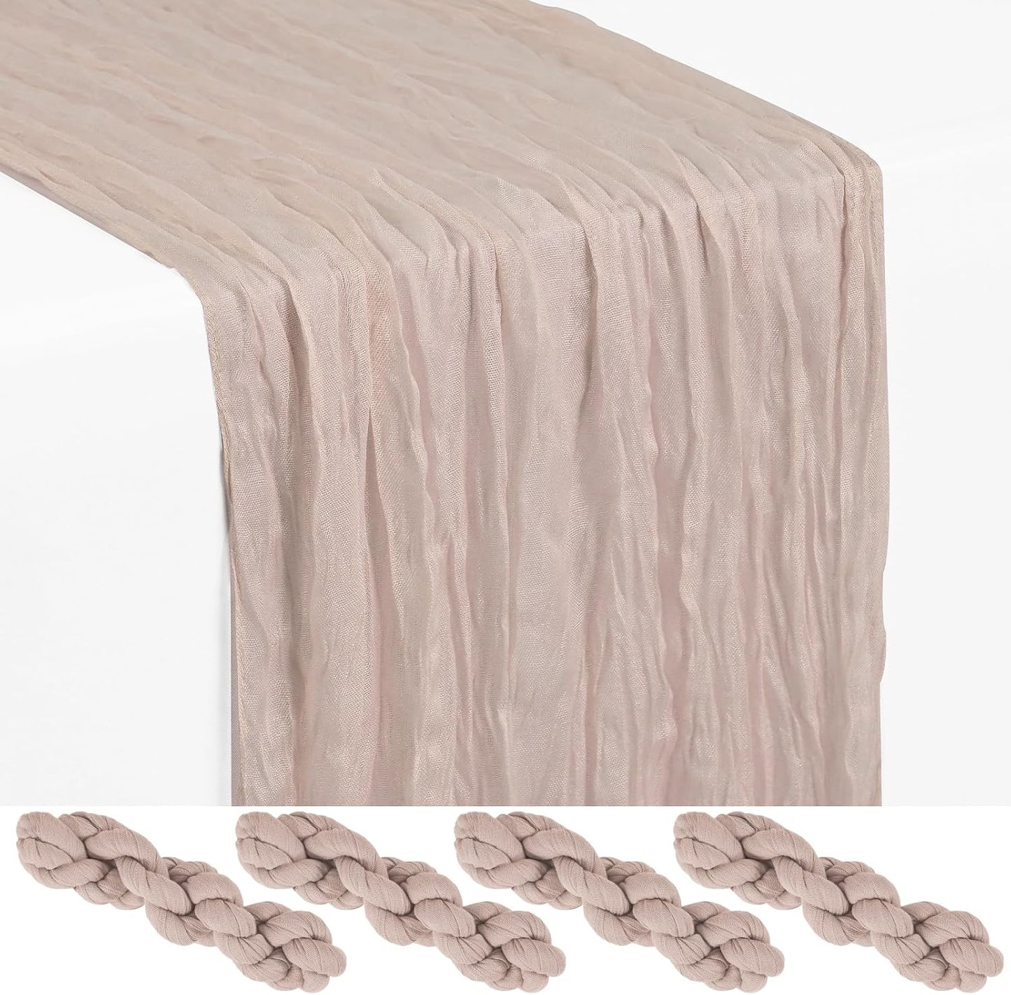 18 Pack Light Yellow Cheesecloth Table Runners, 17 x 108 Inches | Soft polyester gauze,natural wrinkled texture,reinforced edges,reusable,machine washable,weddings,baby showers