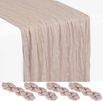 18 Pack Light Yellow Cheesecloth Table Runners, 17 x 108 Inches | Soft polyester gauze,natural wrinkled texture,reinforced edges,reusable,machine washable,weddings,baby showers