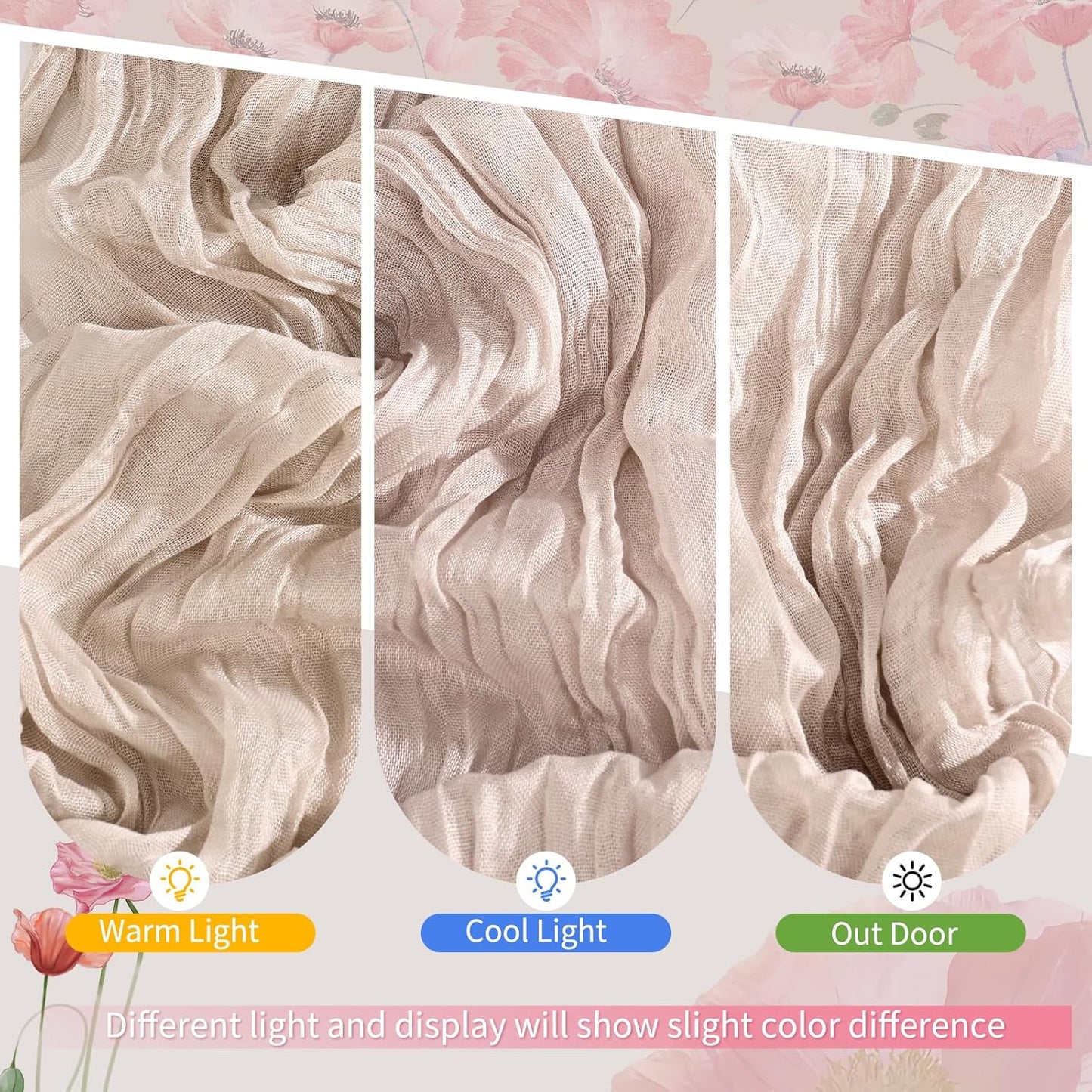 18 Pack Light Yellow Cheesecloth Table Runners, 17 x 108 Inches | Soft polyester gauze,natural wrinkled texture,reinforced edges,reusable,machine washable,weddings,baby showers