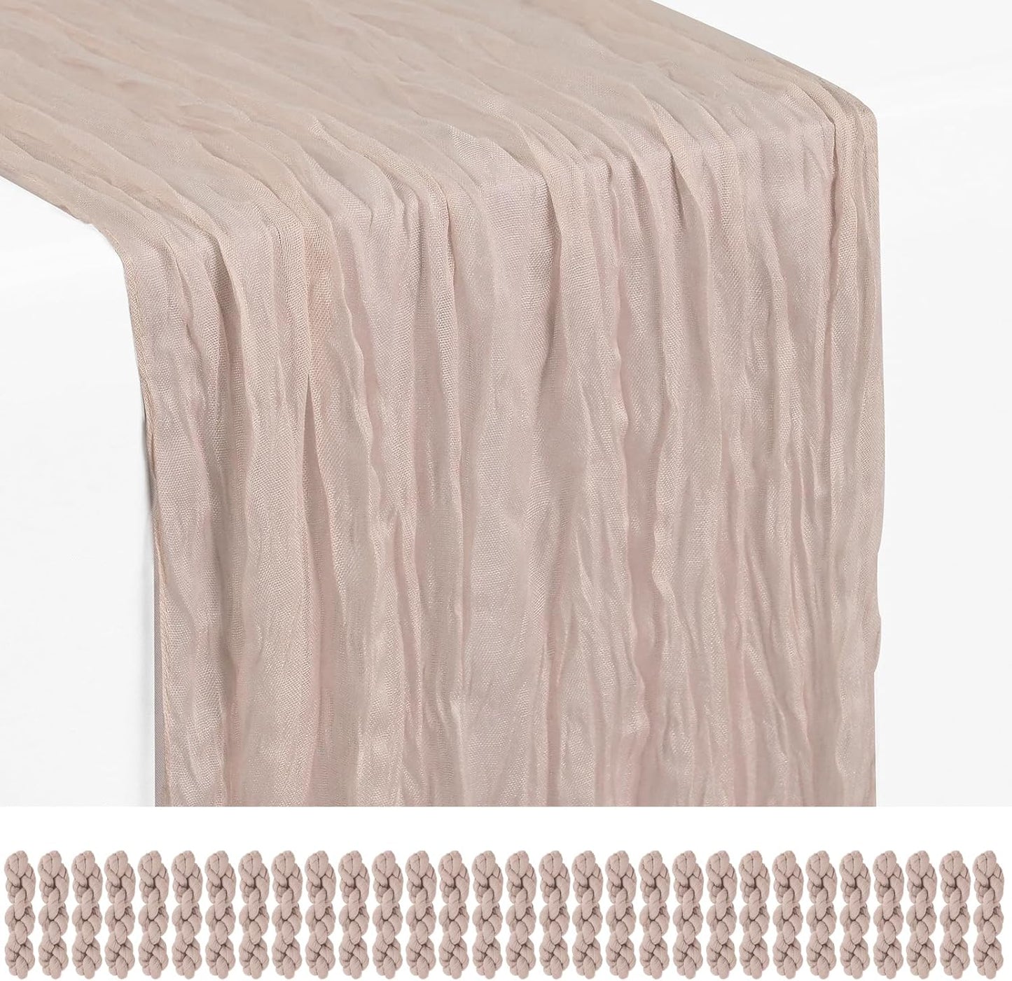 18 Pack Light Yellow Cheesecloth Table Runners, 17 x 108 Inches | Soft polyester gauze,natural wrinkled texture,reinforced edges,reusable,machine washable,weddings,baby showers