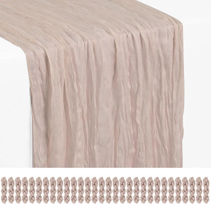 18 Pack Light Yellow Cheesecloth Table Runners, 17 x 108 Inches | Soft polyester gauze,natural wrinkled texture,reinforced edges,reusable,machine washable,weddings,baby showers