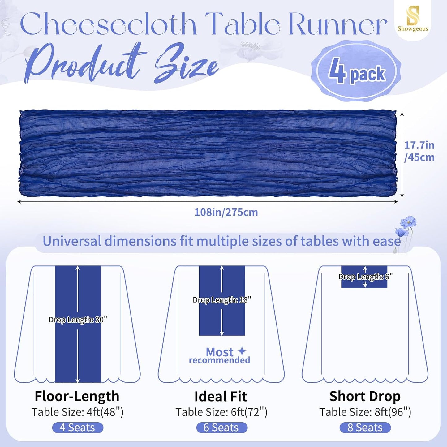 18 Pack Light Yellow Cheesecloth Table Runners, 17 x 108 Inches | Soft polyester gauze,natural wrinkled texture,reinforced edges,reusable,machine washable,weddings,baby showers