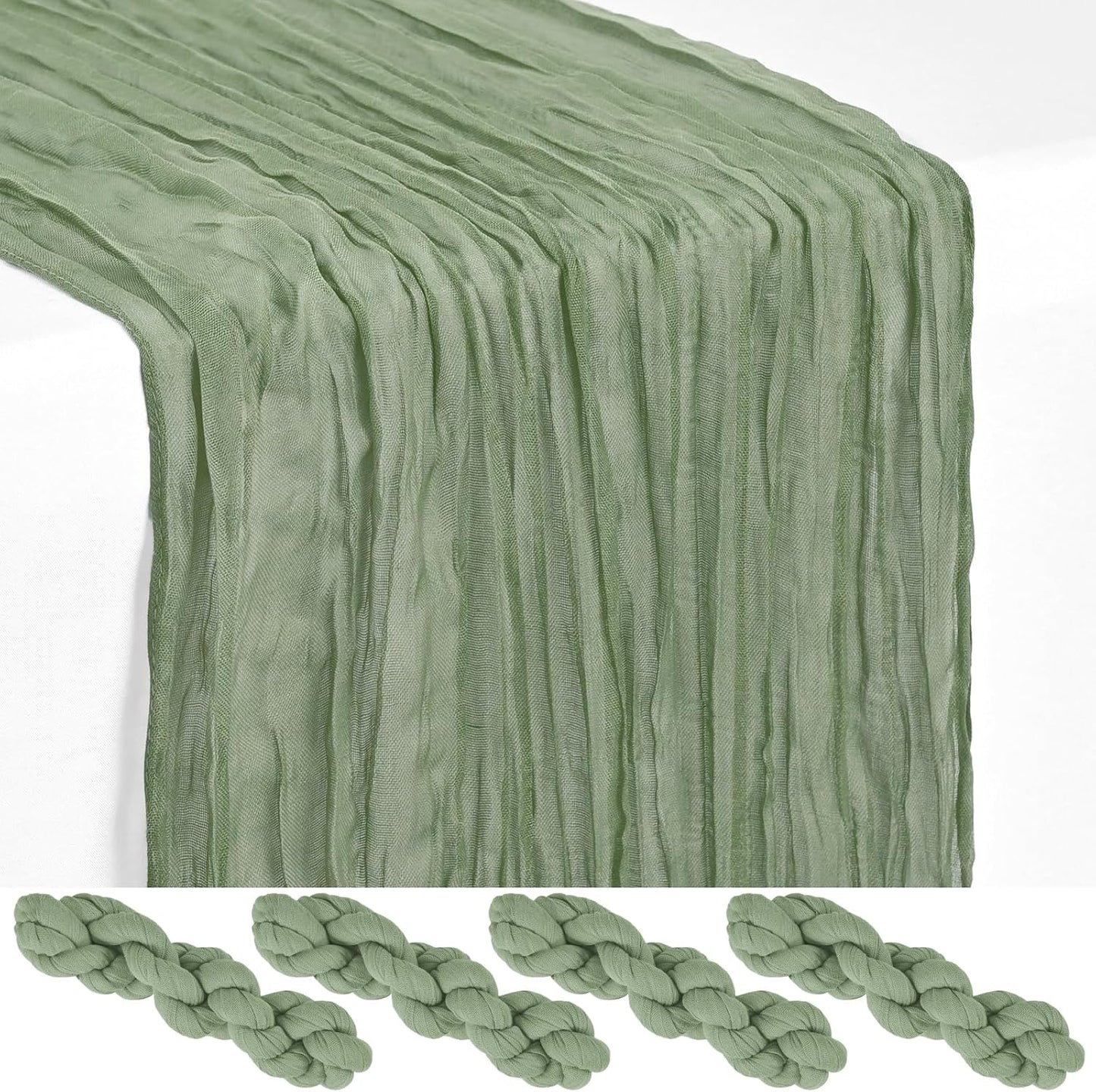 18 Pack Light Yellow Cheesecloth Table Runners, 17 x 108 Inches | Soft polyester gauze,natural wrinkled texture,reinforced edges,reusable,machine washable,weddings,baby showers