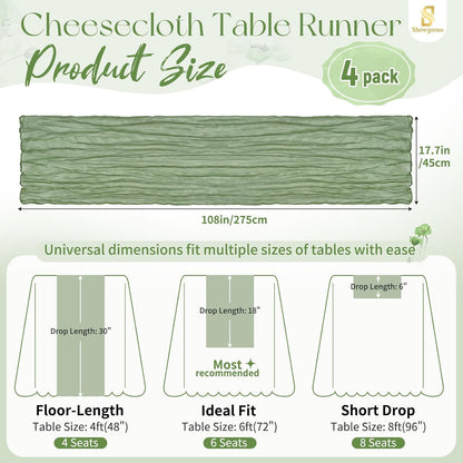 18 Pack Light Yellow Cheesecloth Table Runners, 17 x 108 Inches | Soft polyester gauze,natural wrinkled texture,reinforced edges,reusable,machine washable,weddings,baby showers