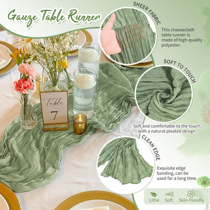 18 Pack Light Yellow Cheesecloth Table Runners, 17 x 108 Inches | Soft polyester gauze,natural wrinkled texture,reinforced edges,reusable,machine washable,weddings,baby showers