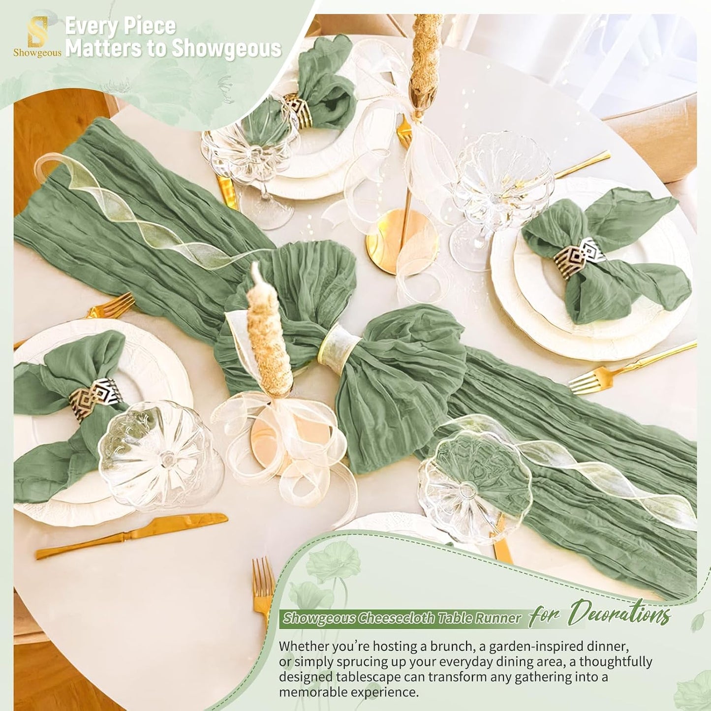 18 Pack Light Yellow Cheesecloth Table Runners, 17 x 108 Inches | Soft polyester gauze,natural wrinkled texture,reinforced edges,reusable,machine washable,weddings,baby showers