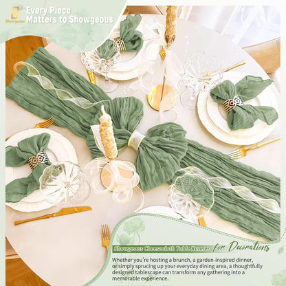 18 Pack Light Yellow Cheesecloth Table Runners, 17 x 108 Inches | Soft polyester gauze,natural wrinkled texture,reinforced edges,reusable,machine washable,weddings,baby showers