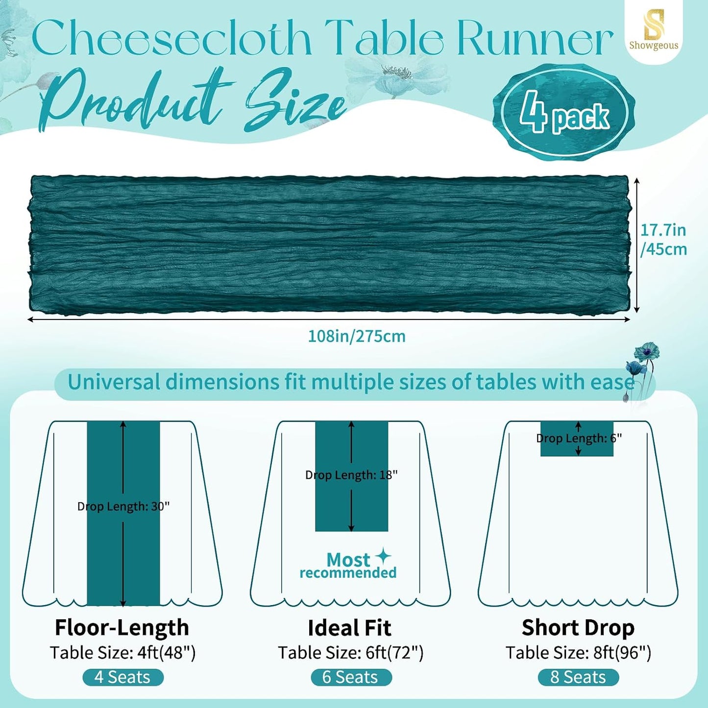 18 Pack Light Yellow Cheesecloth Table Runners, 17 x 108 Inches | Soft polyester gauze,natural wrinkled texture,reinforced edges,reusable,machine washable,weddings,baby showers