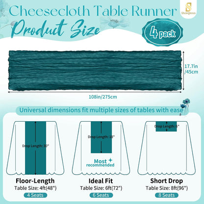 18 Pack Light Yellow Cheesecloth Table Runners, 17 x 108 Inches | Soft polyester gauze,natural wrinkled texture,reinforced edges,reusable,machine washable,weddings,baby showers