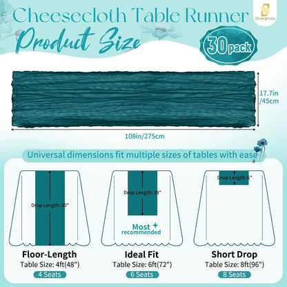 18 Pack Light Yellow Cheesecloth Table Runners, 17 x 108 Inches | Soft polyester gauze,natural wrinkled texture,reinforced edges,reusable,machine washable,weddings,baby showers