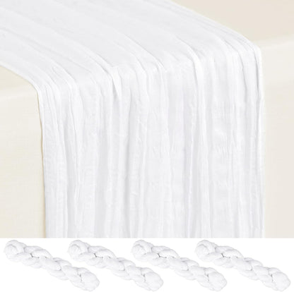 18 Pack Light Yellow Cheesecloth Table Runners, 17 x 108 Inches | Soft polyester gauze,natural wrinkled texture,reinforced edges,reusable,machine washable,weddings,baby showers
