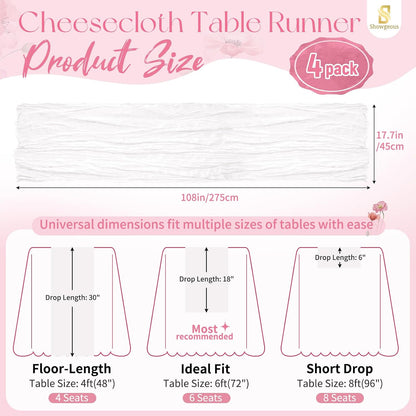 18 Pack Light Yellow Cheesecloth Table Runners, 17 x 108 Inches | Soft polyester gauze,natural wrinkled texture,reinforced edges,reusable,machine washable,weddings,baby showers