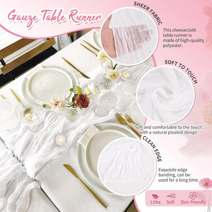 18 Pack Light Yellow Cheesecloth Table Runners, 17 x 108 Inches | Soft polyester gauze,natural wrinkled texture,reinforced edges,reusable,machine washable,weddings,baby showers