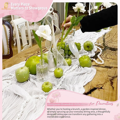18 Pack Light Yellow Cheesecloth Table Runners, 17 x 108 Inches | Soft polyester gauze,natural wrinkled texture,reinforced edges,reusable,machine washable,weddings,baby showers