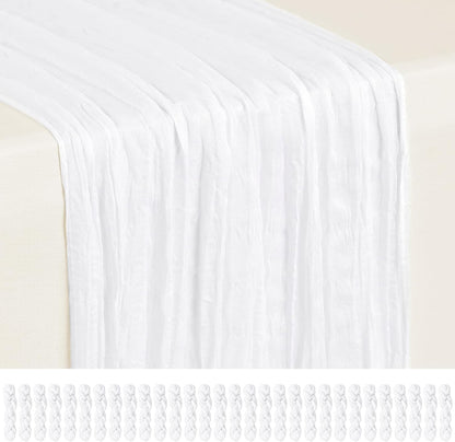 18 Pack Light Yellow Cheesecloth Table Runners, 17 x 108 Inches | Soft polyester gauze,natural wrinkled texture,reinforced edges,reusable,machine washable,weddings,baby showers
