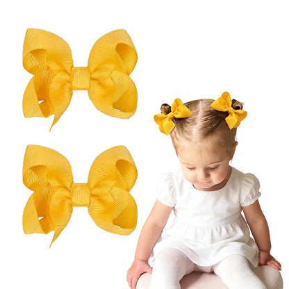 Yellow Hair Bow Clips Ribbon Tiny Bow for Toddlers Hair Accessory | Toddlers Hair Clips | Non-slip | Without Pulling or Snagging | Fit for baby fine hair