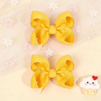 Yellow Hair Bow Clips Ribbon Tiny Bow for Toddlers Hair Accessory | Toddlers Hair Clips | Non-slip | Without Pulling or Snagging | Fit for baby fine hair