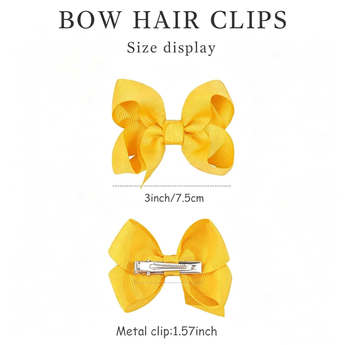 Yellow Hair Bow Clips Ribbon Tiny Bow for Toddlers Hair Accessory | Toddlers Hair Clips | Non-slip | Without Pulling or Snagging | Fit for baby fine hair