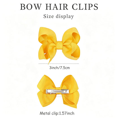 Yellow Hair Bow Clips Ribbon Tiny Bow for Toddlers Hair Accessory | Toddlers Hair Clips | Non-slip | Without Pulling or Snagging | Fit for baby fine hair