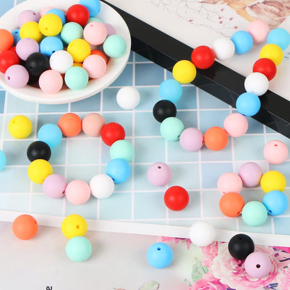 80 Pcs 15mm Round Silicone Beads for Keychain Making, Yellow Blue