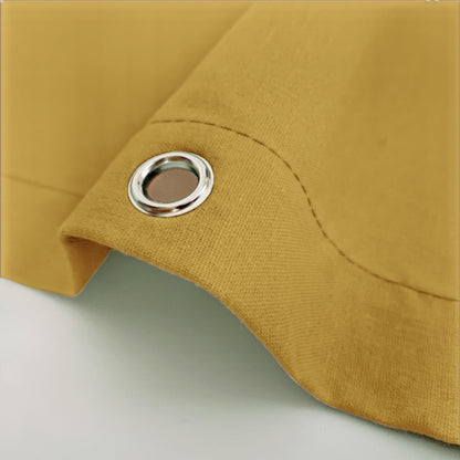 Mustard Farmhouse Shower Curtain with A Ruffle Hem, Linen Blend Shower Curtain for Bathroom,72"x72"
