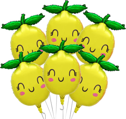 6Pcs Lemon Foil Balloons with Leaves for She Found Her Main Squeeze Bridal Shower Freshly Graduated Summer Fruit Lemon Themed Birthday Baby Shower Party Decorations
