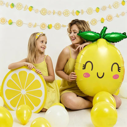 6Pcs Lemon Foil Balloons with Leaves for She Found Her Main Squeeze Bridal Shower Freshly Graduated Summer Fruit Lemon Themed Birthday Baby Shower Party Decorations